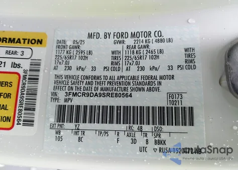 2025 Ford Bronco Sport Badlands z USA, uszkodzony, nr VIN 3FMCR9DA9SRE80564